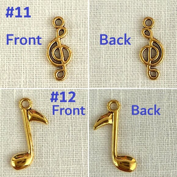 Gold Tone Set of 7 Music Charms Treble Clefs and Music Notes - Picture 4 of 9